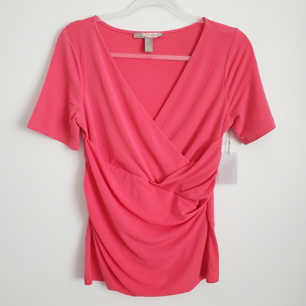 🆕️Coral Short Leeve Wrap Top Size Large